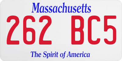 MA license plate 262BC5