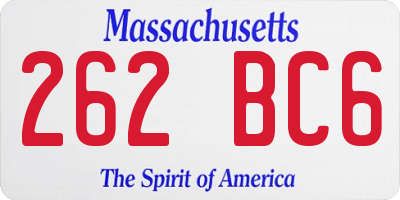 MA license plate 262BC6