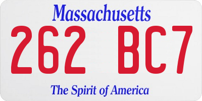 MA license plate 262BC7