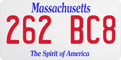 MA license plate 262BC8