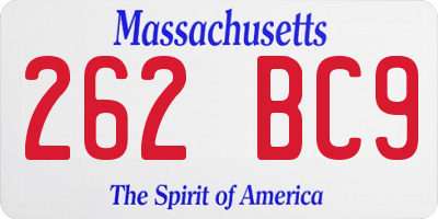 MA license plate 262BC9