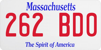 MA license plate 262BD0