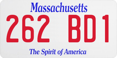 MA license plate 262BD1