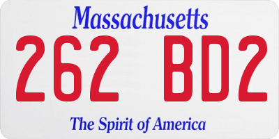 MA license plate 262BD2