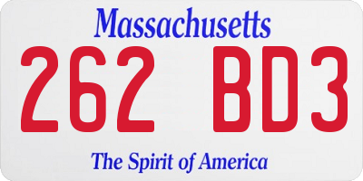 MA license plate 262BD3
