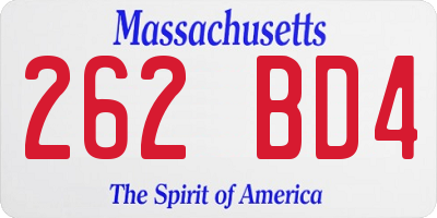 MA license plate 262BD4