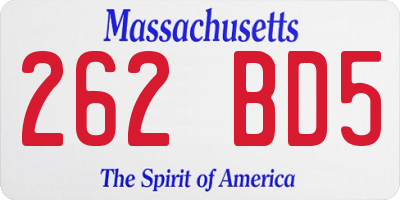 MA license plate 262BD5