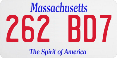 MA license plate 262BD7