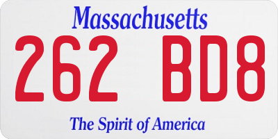 MA license plate 262BD8