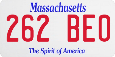 MA license plate 262BE0