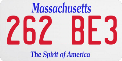 MA license plate 262BE3