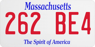 MA license plate 262BE4