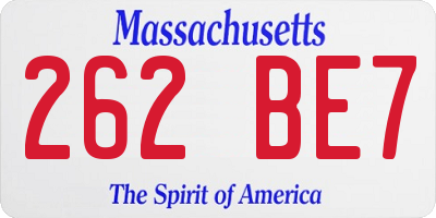 MA license plate 262BE7
