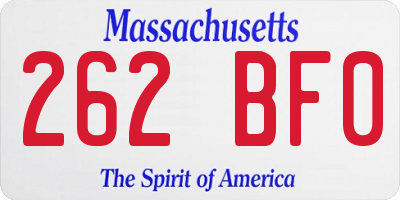MA license plate 262BF0