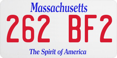 MA license plate 262BF2