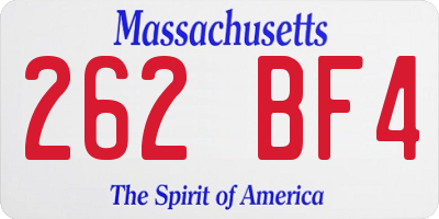 MA license plate 262BF4