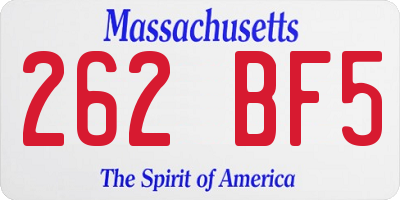 MA license plate 262BF5