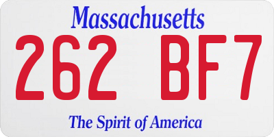 MA license plate 262BF7