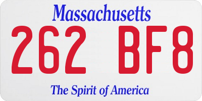 MA license plate 262BF8