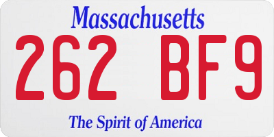MA license plate 262BF9