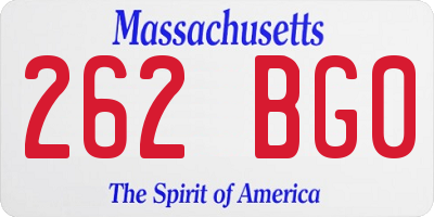 MA license plate 262BG0