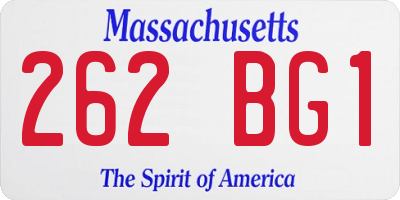 MA license plate 262BG1