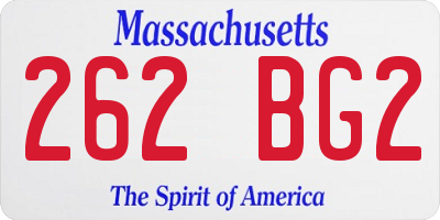 MA license plate 262BG2