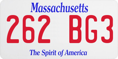 MA license plate 262BG3
