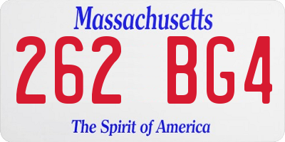 MA license plate 262BG4