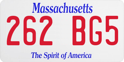 MA license plate 262BG5