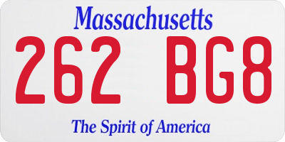 MA license plate 262BG8