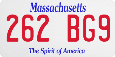 MA license plate 262BG9