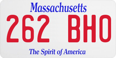 MA license plate 262BH0