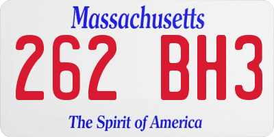 MA license plate 262BH3