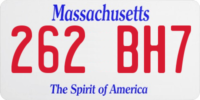 MA license plate 262BH7