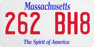MA license plate 262BH8