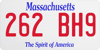 MA license plate 262BH9