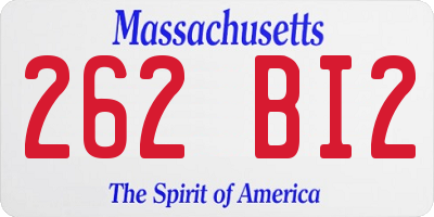 MA license plate 262BI2