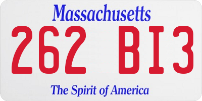 MA license plate 262BI3