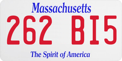 MA license plate 262BI5