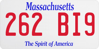 MA license plate 262BI9