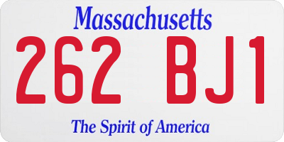 MA license plate 262BJ1