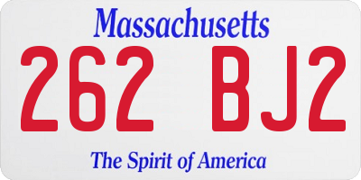 MA license plate 262BJ2