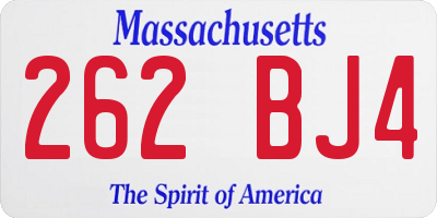 MA license plate 262BJ4