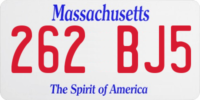 MA license plate 262BJ5