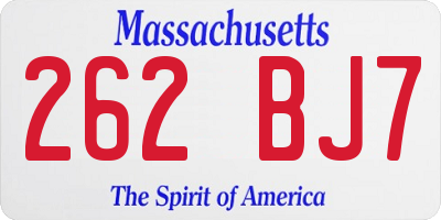 MA license plate 262BJ7