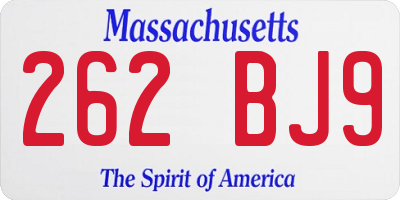 MA license plate 262BJ9