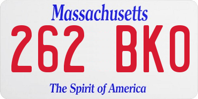 MA license plate 262BK0