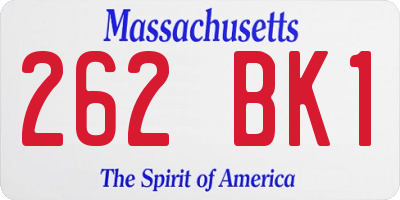 MA license plate 262BK1