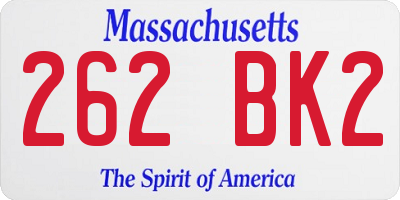 MA license plate 262BK2